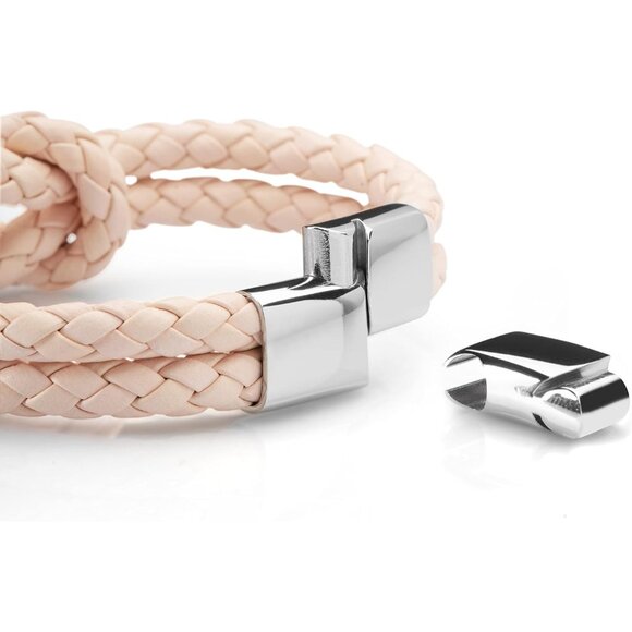 Leather Bracelet for Women Knotted Genuine Leather Stainless Steel Clasp in Blac - Picture 8 of 9